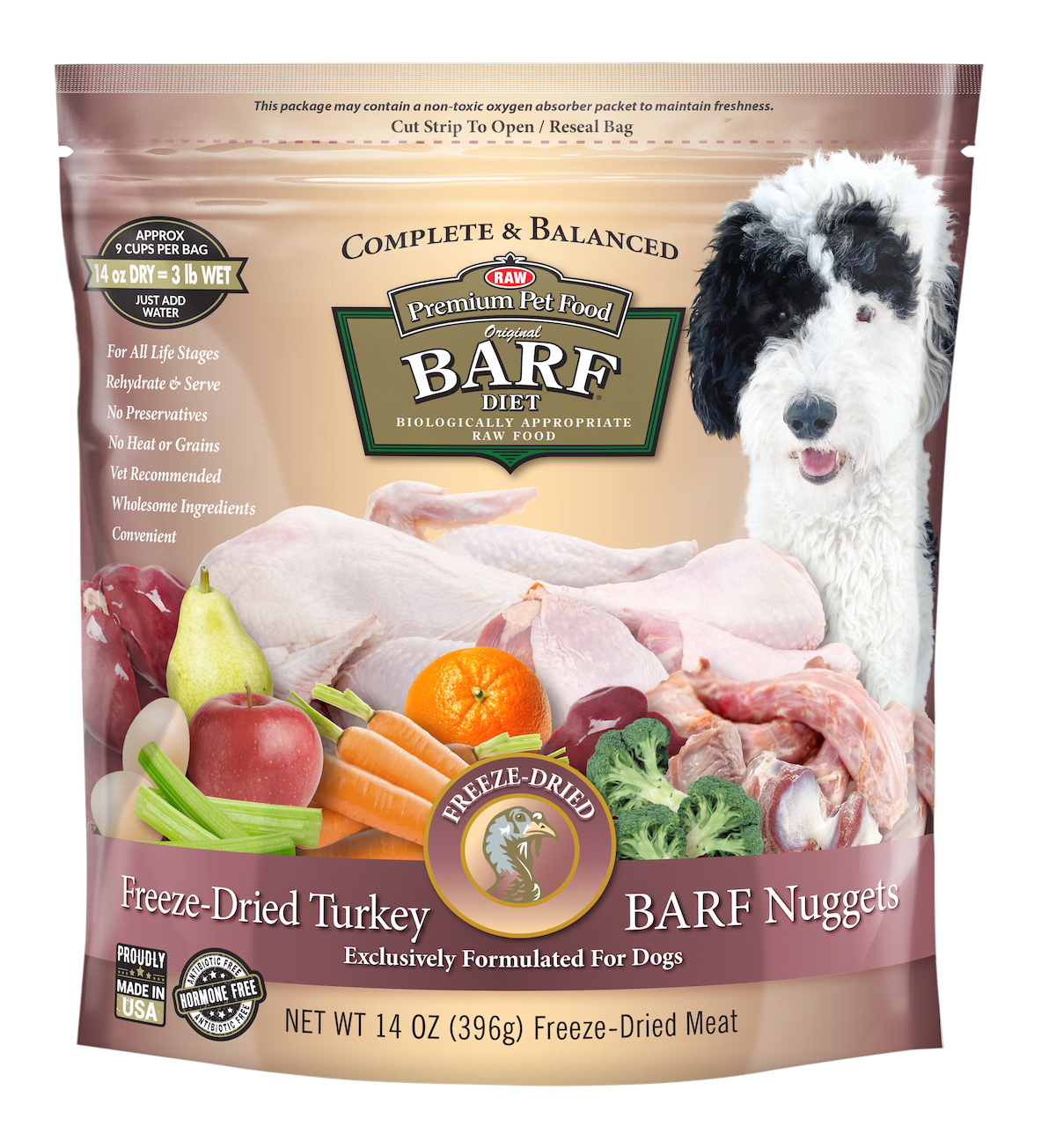 Preparing fresh raw meat for barf dog food with a mix of poultry